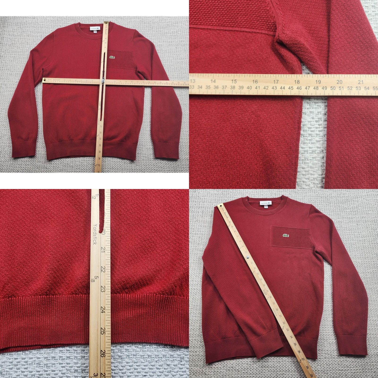 Lacoste Lacoste Sweater Mens XS Red Crewneck Pullover Knit Chest Pocket Logo Size US XS / EU 42 / 0 - 8 Thumbnail