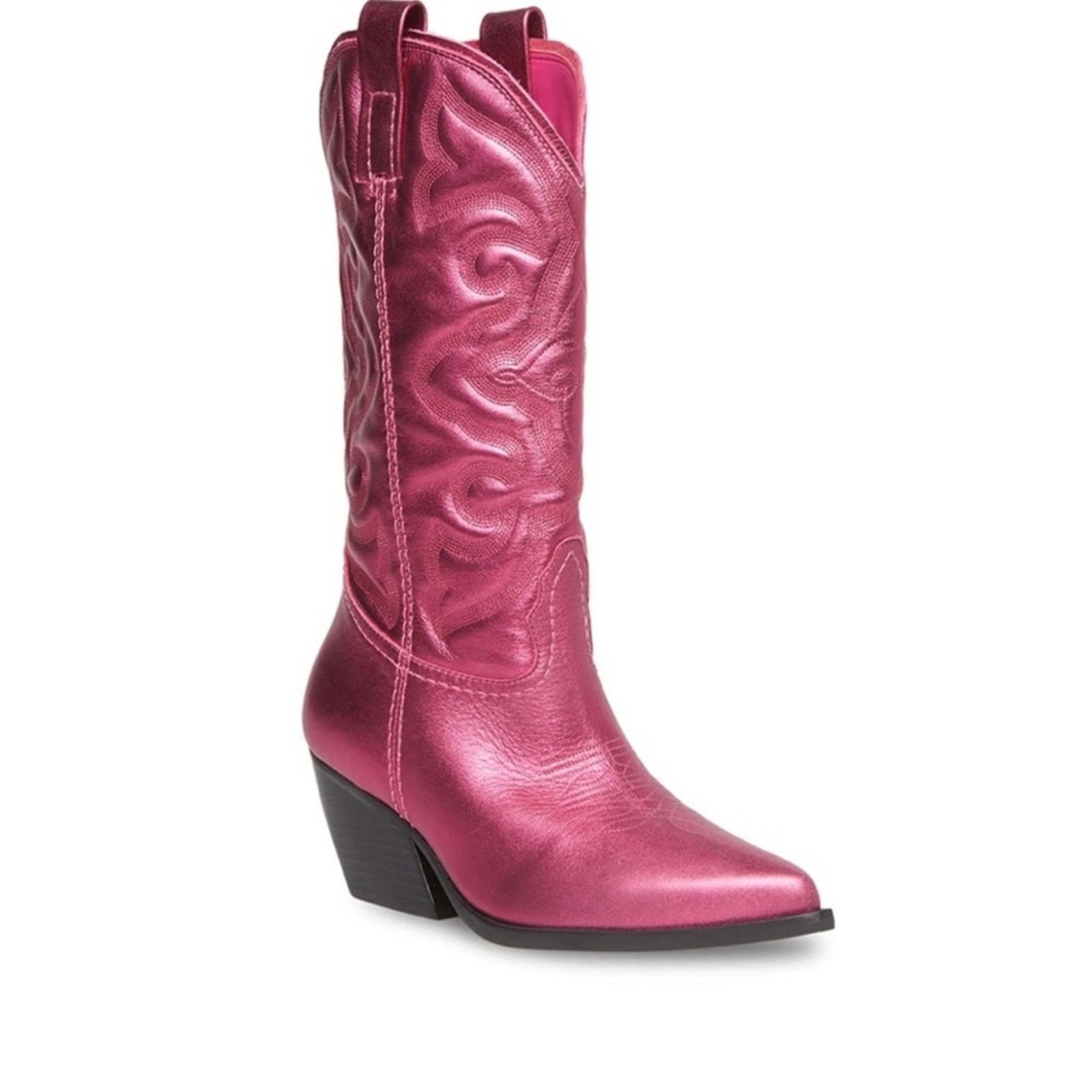 Steve Madden West Pink Metallic Cowgirl Boots Size US 6 / IT 36 - 2 Thumbnail