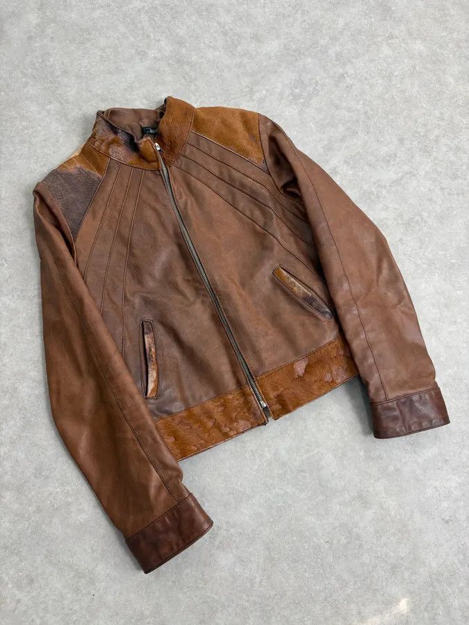 Vintage Artisanal Pony Hair Brown Leather Jacket Size US XS / EU 42 / 0 - 4 Thumbnail