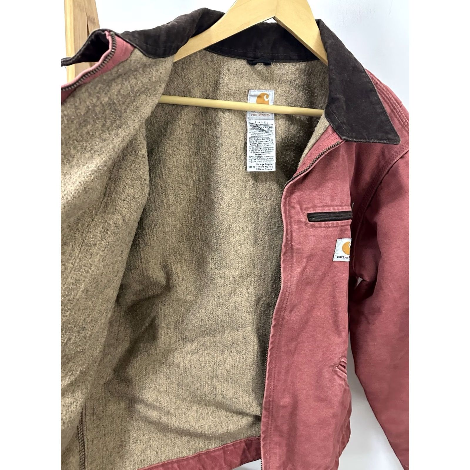 Carhartt VTG Carhartt Women's Salmon Rose Blanket Sherpa Lined Detroit Canvas Jacket XL Bomber Jacket Rose Womens XL Size XL / US 12-14 / IT 48-50 - 5 Thumbnail