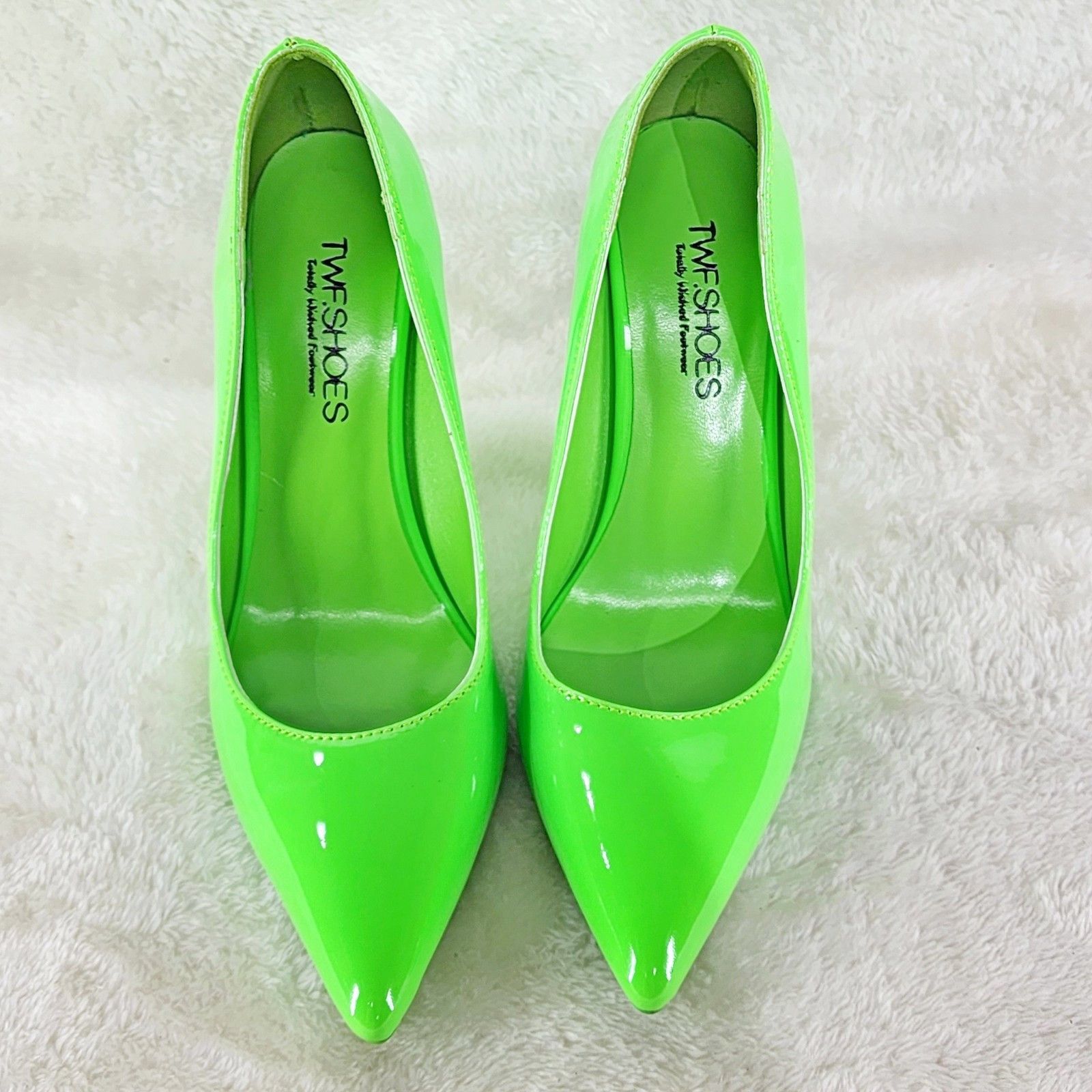 Other Fabio Neon Green Patent 4" High Heel Shoes Pointy Toe Pump U Size US 7 / IT 37 - 5 Thumbnail