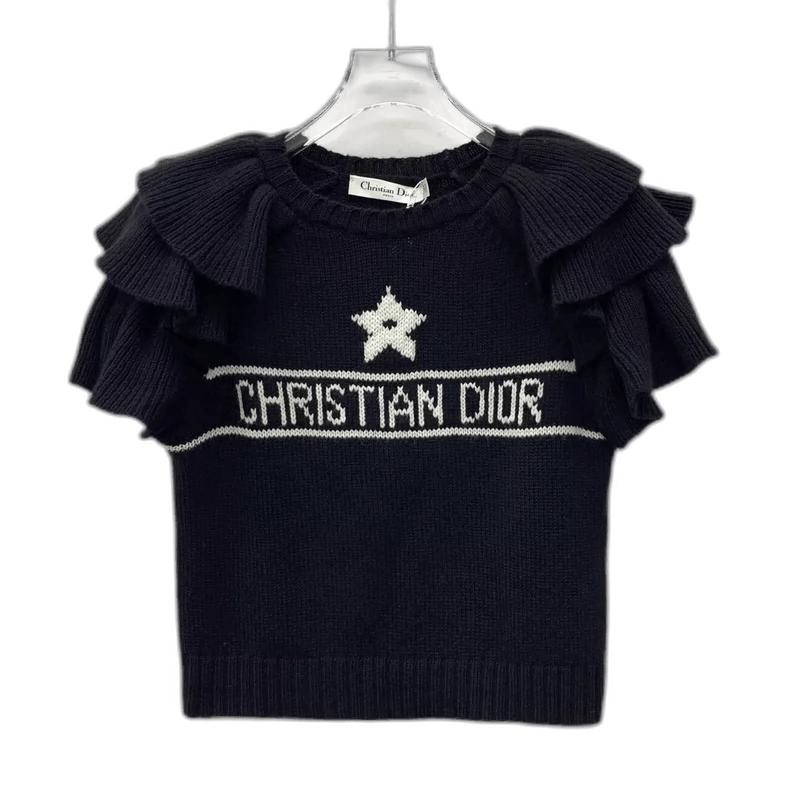 Christian Dior Black Frilled Knit Top-2505