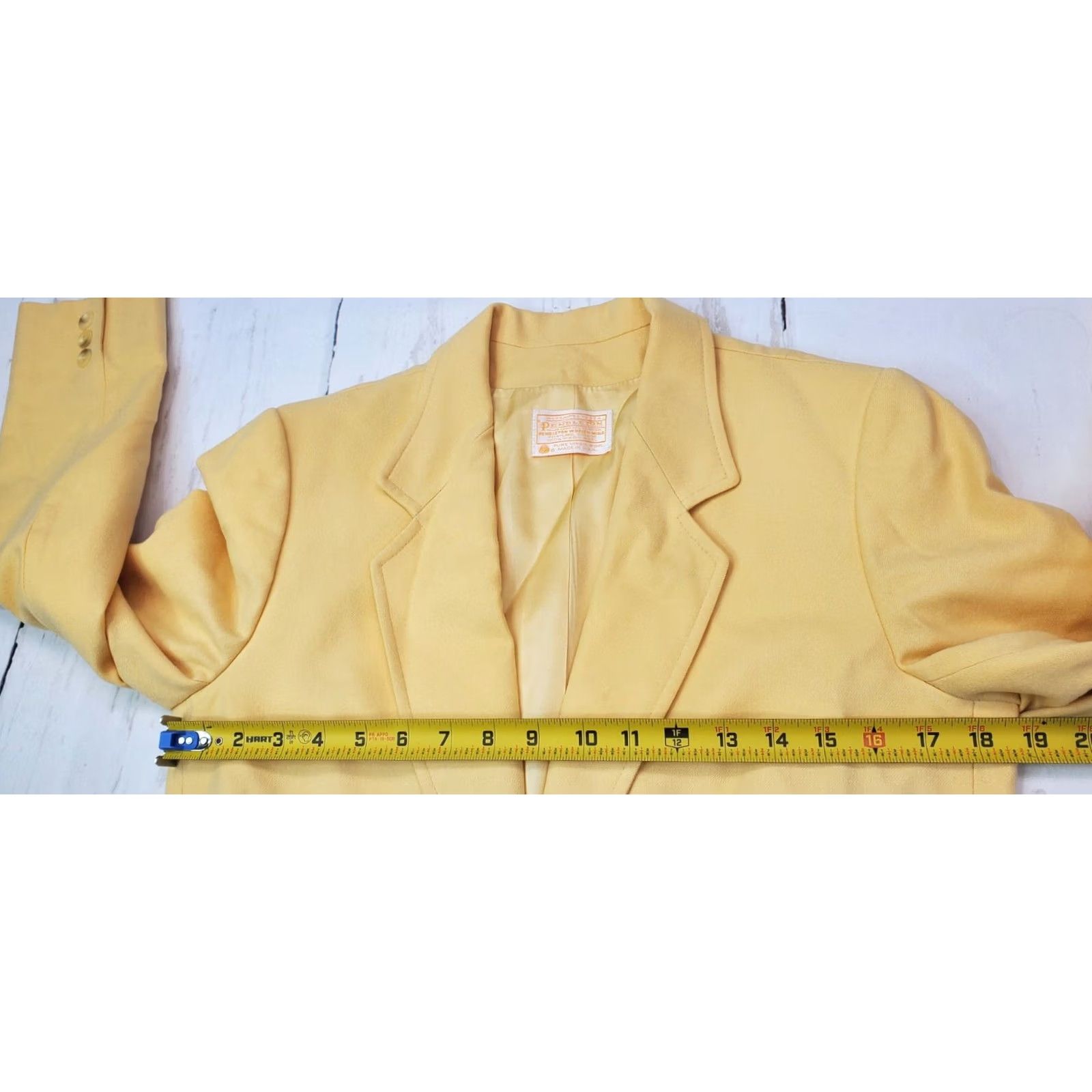 Pendleton Pendleton Women Wool Blazer M Canary Yellow Satin Lined Jacket, Button Closure, Wool, 36 in Chest, Virgin Wool, Vintage No Size M / US 6-8 / IT 42-44 - 6 Thumbnail