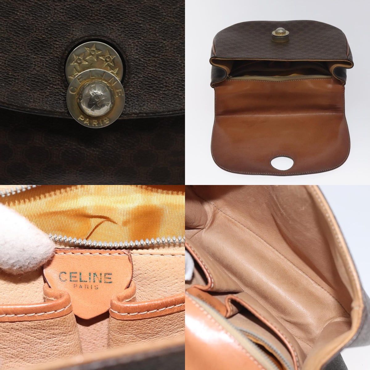 Celine CELINE Macadam Canvas Hand Bag Pvc Leather Brown Gold Size ONE SIZE - 11 Thumbnail