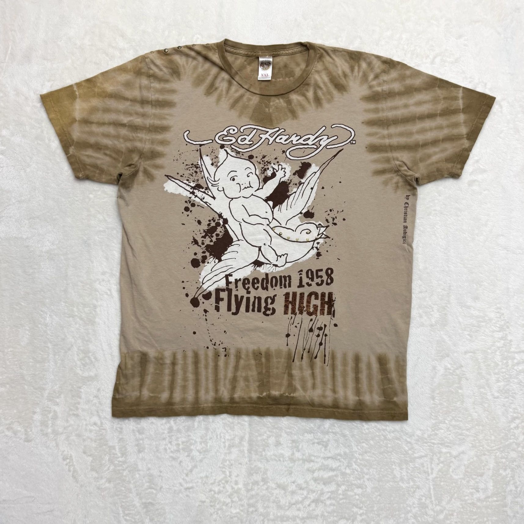 Ed Hardy Ed Hardy Shirt Mens 2XL Brown Freedom 1958 Flying High Tie Dye Graphic Tattoo Crew Neck Short Sleeve Cotton Vintage No Size US XXL / EU 58 / 5 - 2 Thumbnail