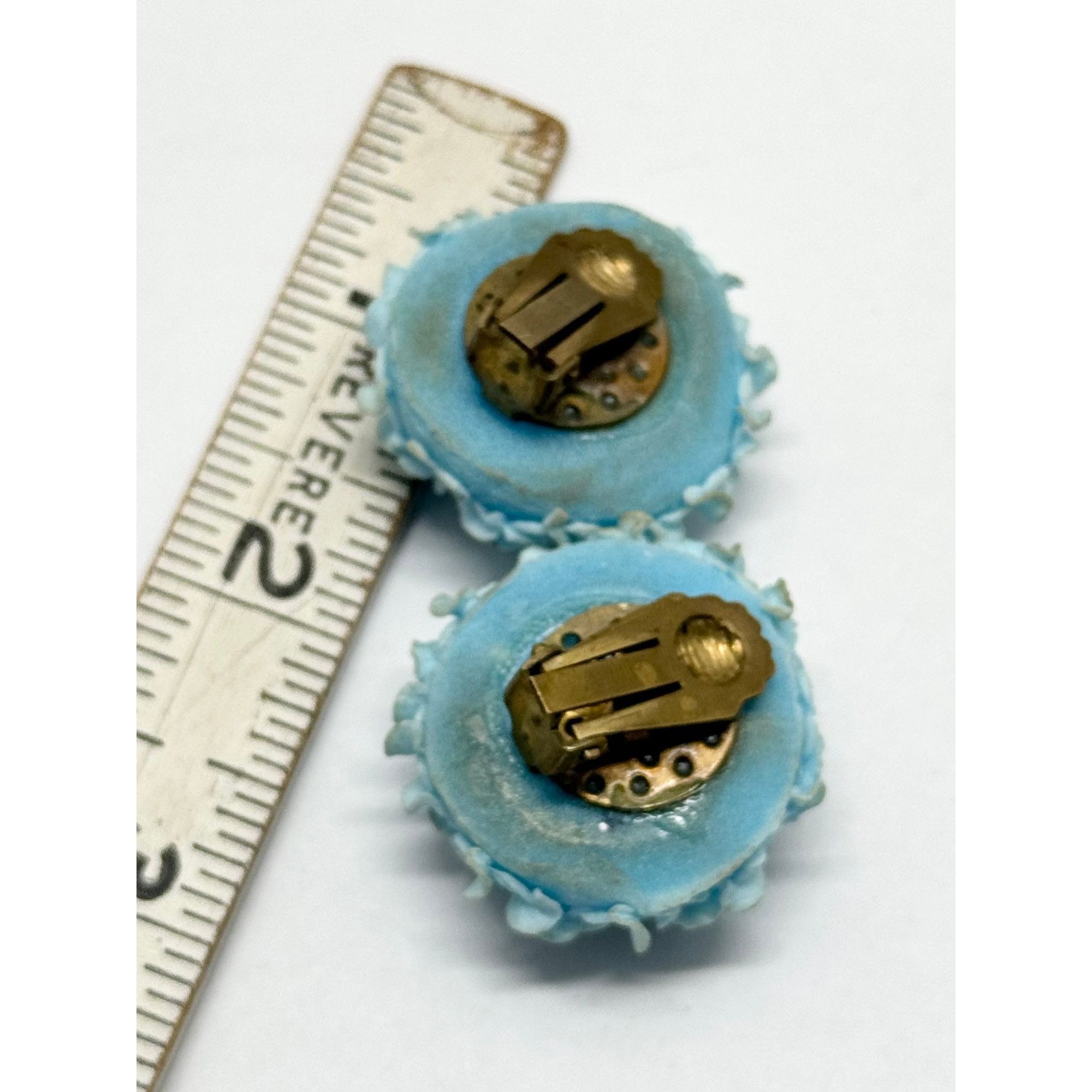 Vintage Vintage blue flower plastic earrings Size ONE SIZE - 5 Thumbnail
