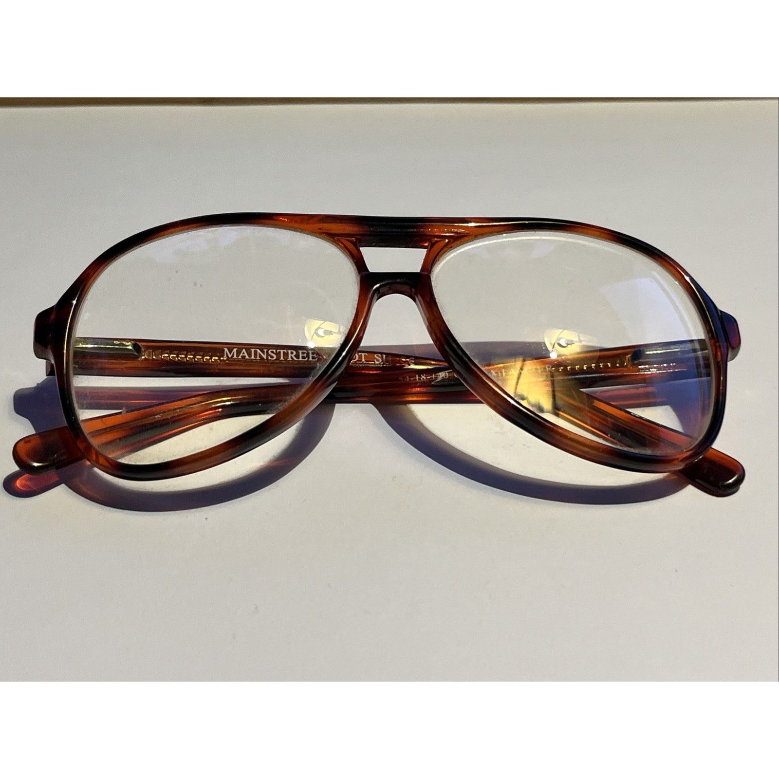 Other Mainstreet Pilot VTG Eyeglass Frames 54-18-145 Amber Aviator Size ONE SIZE - 6 Thumbnail