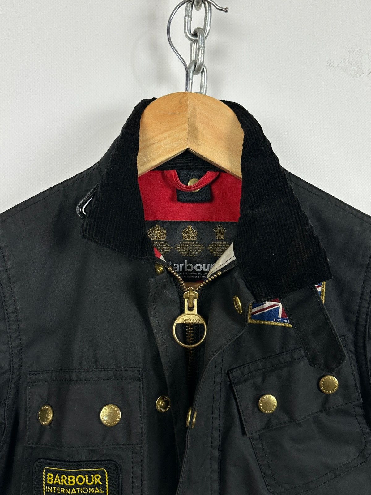 Barbour Kids Barbour Union Jack International Black Waxed Jacket Size US XXS / EU 40 - 13 Thumbnail