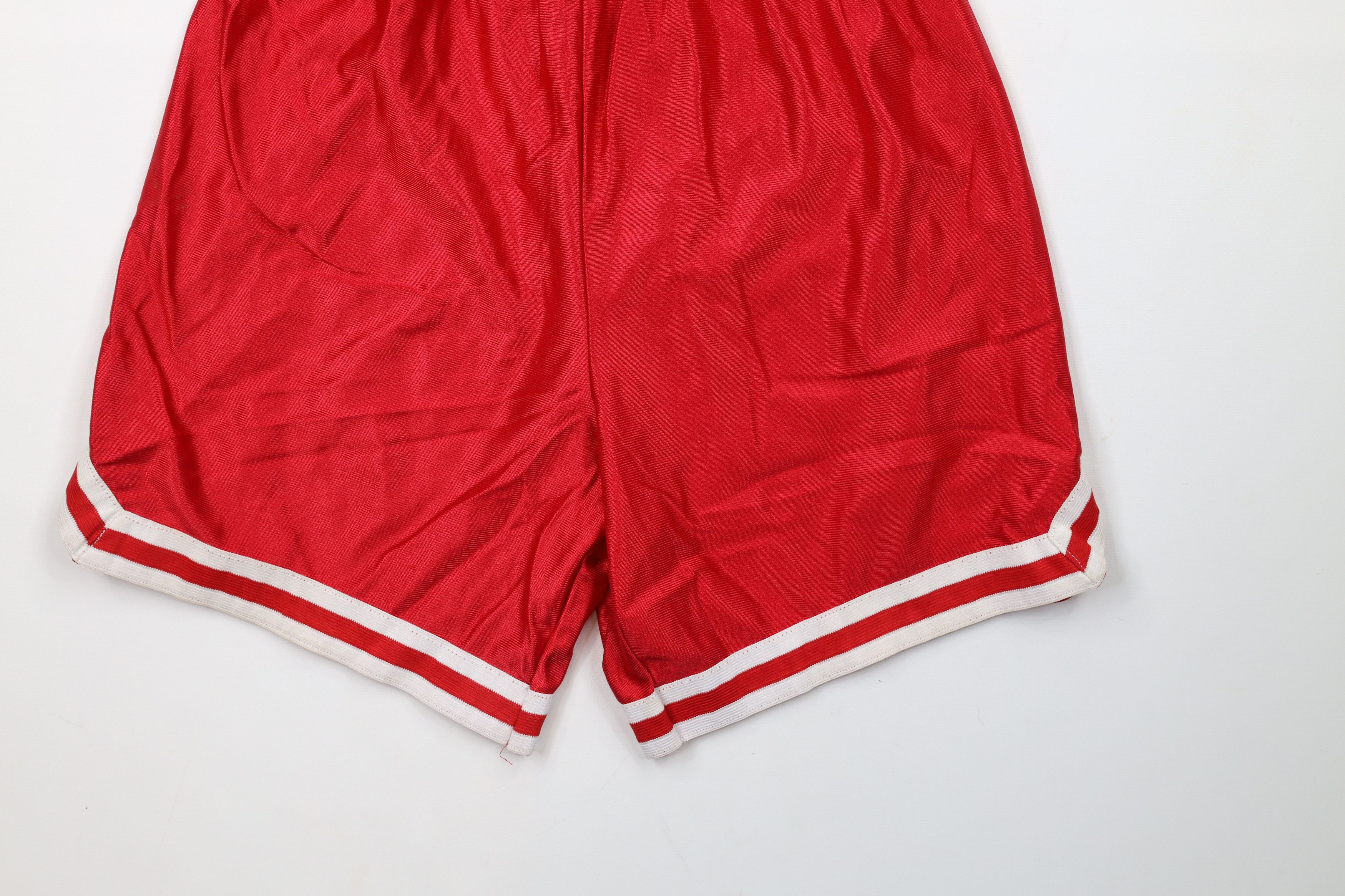 Vintage Vintage 90s Streetwear Silky Nylon Basketball Shorts Red Size US 30 / EU 46 - 4 Thumbnail