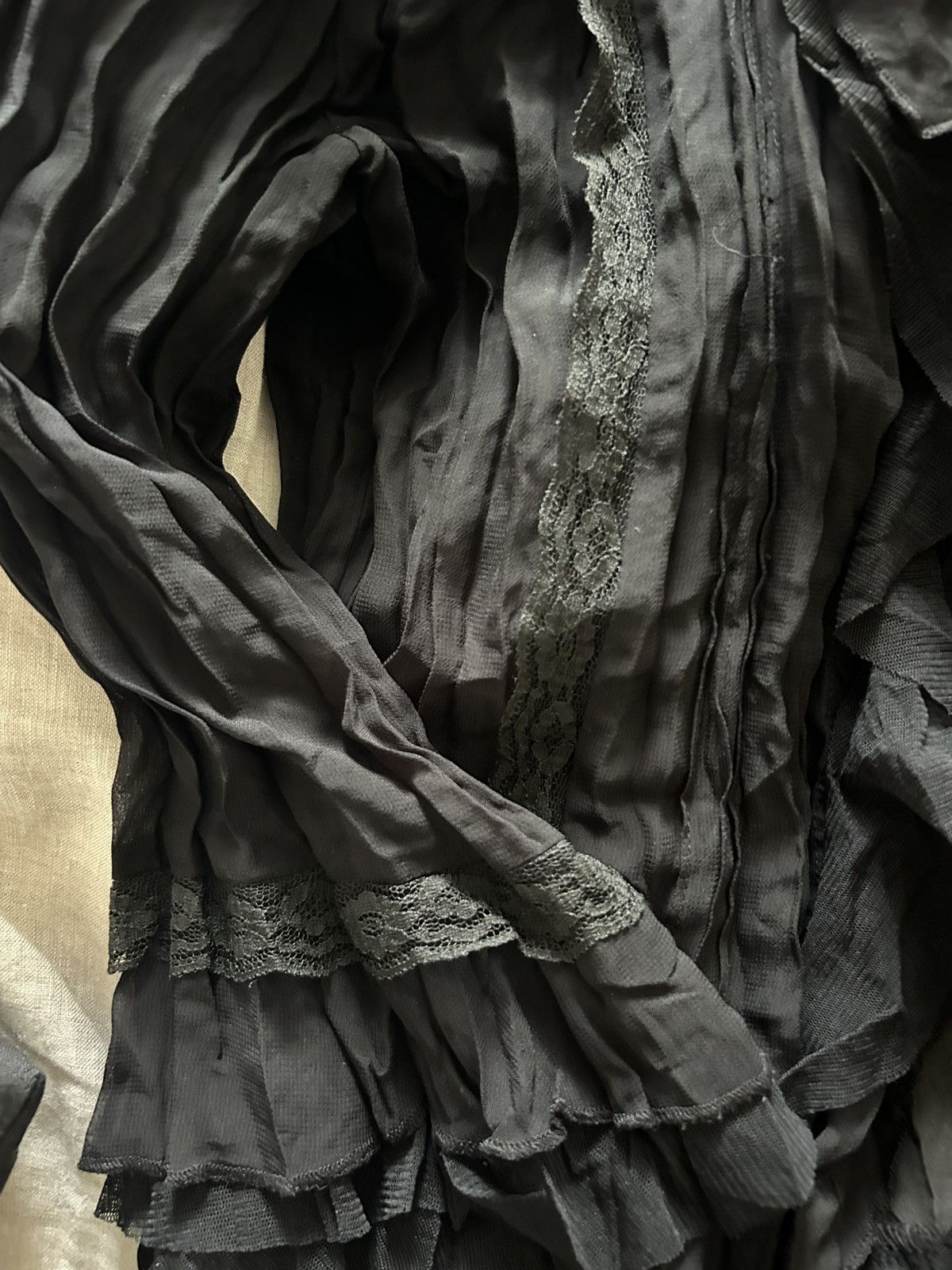 Other Vintage Sheer Black Frilled Blouse Size M / US 6-8 / IT 42-44 - 5 Thumbnail