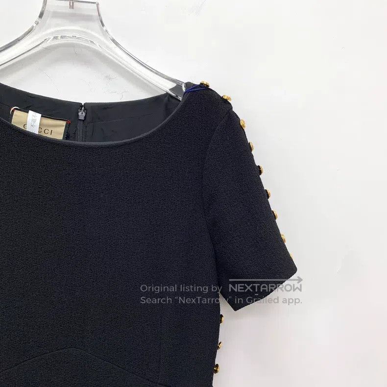 Gucci Gucci Black side button decoration wool round neck short-s Size M / US 6-8 / IT 42-44 - 3 Thumbnail
