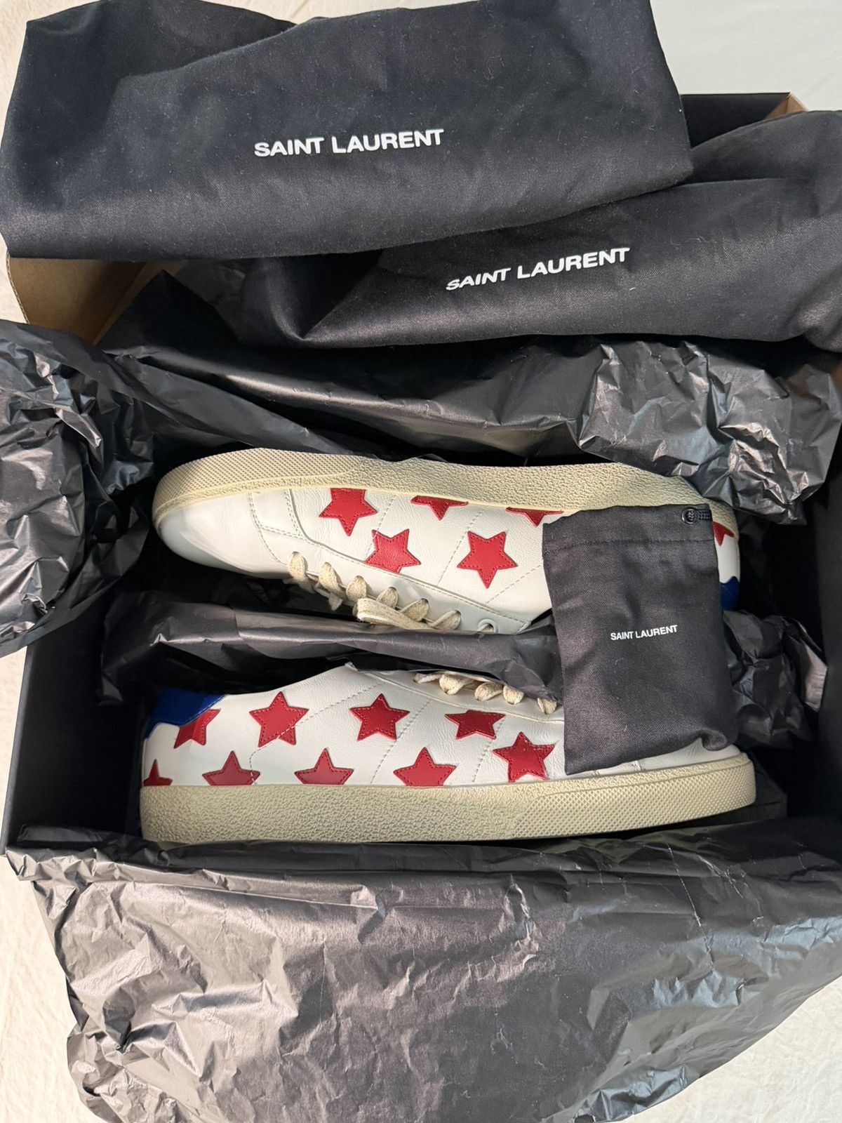 Saint Laurent Paris Saint Laurent SL/06 STARS SNEAKER Red White And Blue Stars Size US 9 / EU 42 - 4 Thumbnail