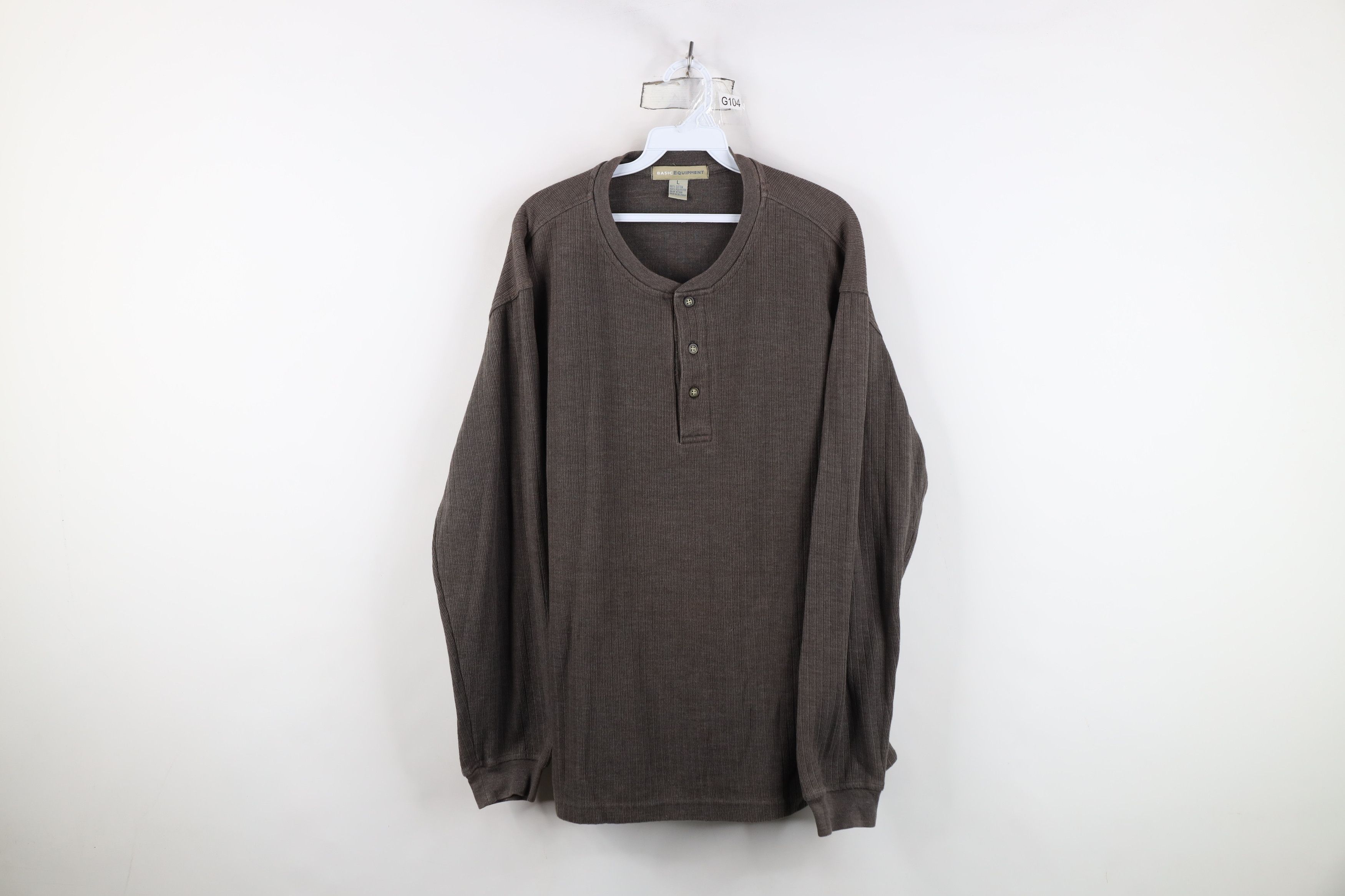 Vintage Vintage 90s Streetwear Knit Long Sleeve Henley T-Shirt Size US L / EU 52-54 / 3 - 1 Thumbnail