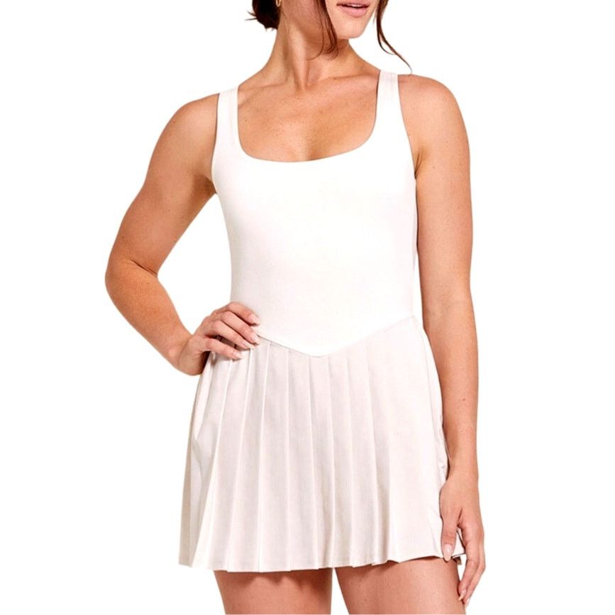 Pacsun Women's Medium Ivory Active Pleated Drop V Waist Mini Dress Size M / US 6-8 / IT 42-44 - 2 Thumbnail