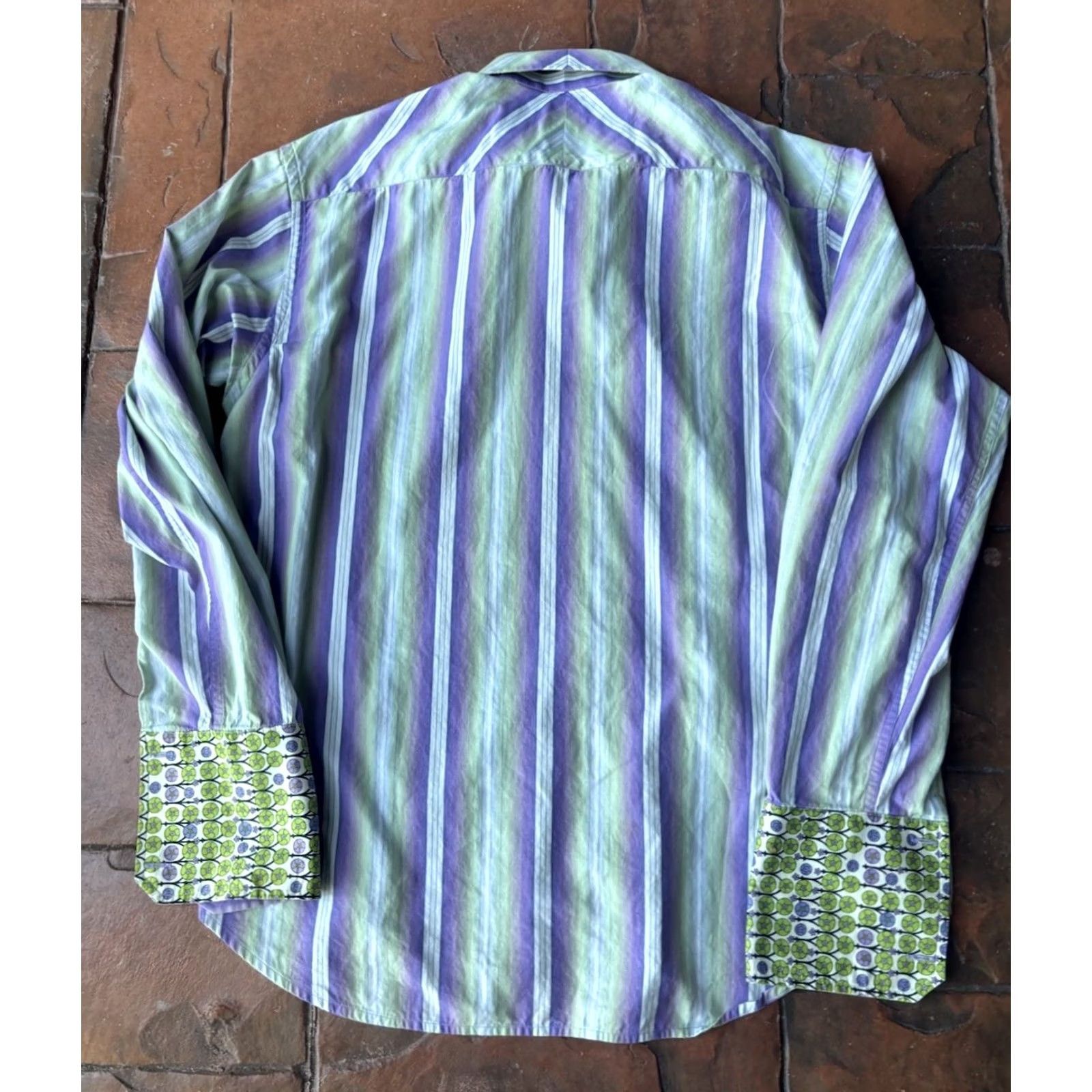 Robert Graham VINTAGE Robert Graham Button Down Striped Blue Dress Shirt Men’s XL Flip Cuff Size 46R - 3 Thumbnail
