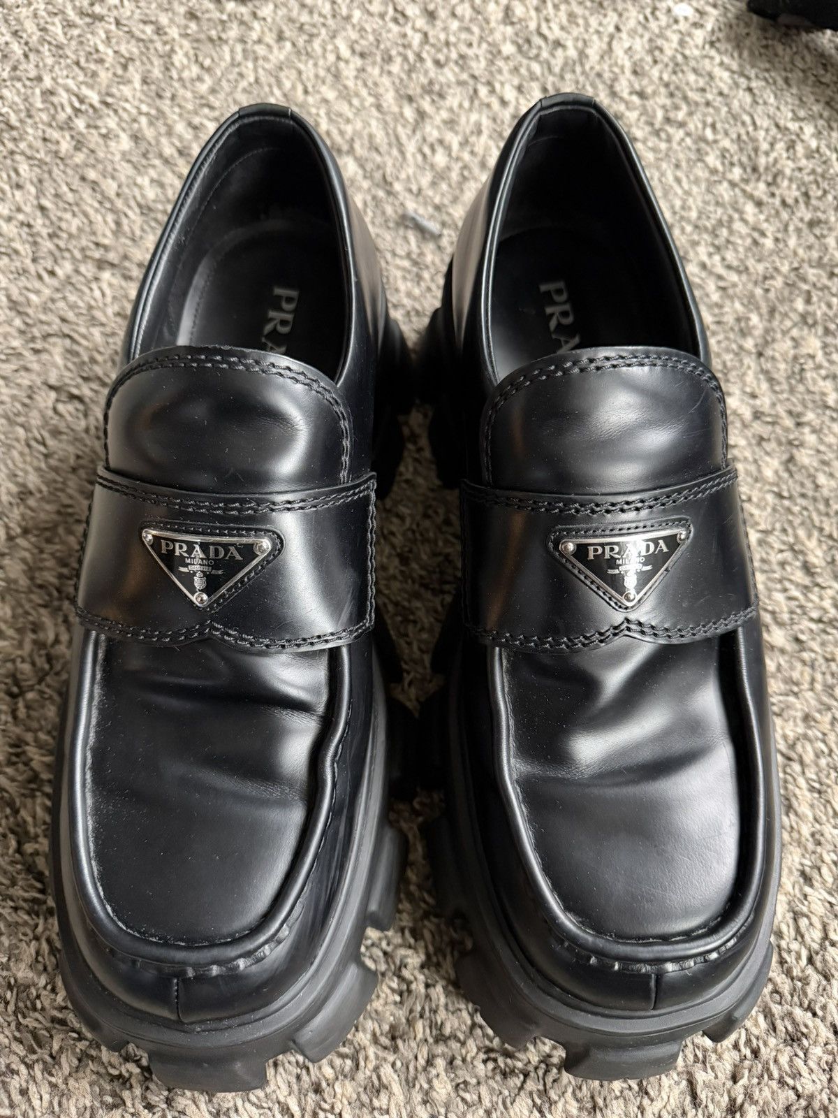 Prada Prada Monolith Brushed Leather Loafer. Size US 9 / EU 42 - 14 Thumbnail