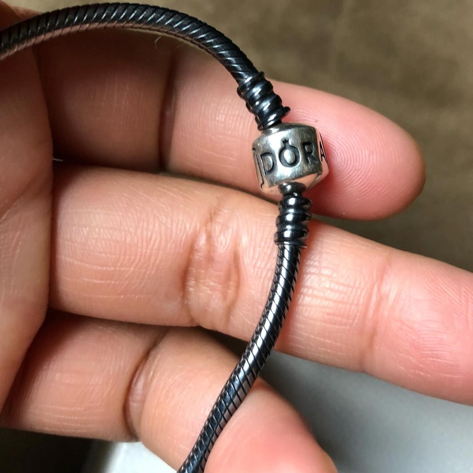 pandora Pandora Oxidized Bracelet with 7 Pandora Charms Size ONE SIZE - 3 Thumbnail