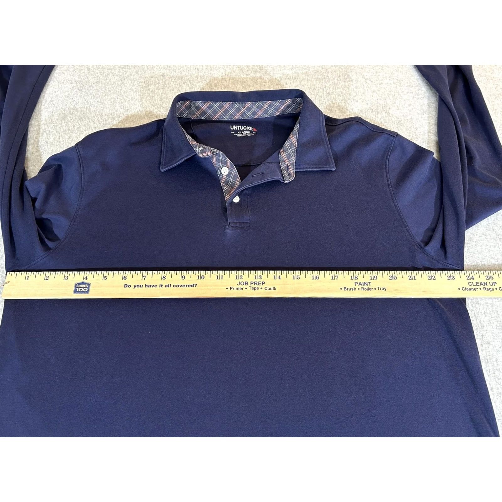 UNTUCKit UNTUCKit Polo Shirt Mens XL Navy Damaschino Placket Long Sleeve Casual Golf Shirt Size US XL / EU 56 / 4 - 4 Thumbnail