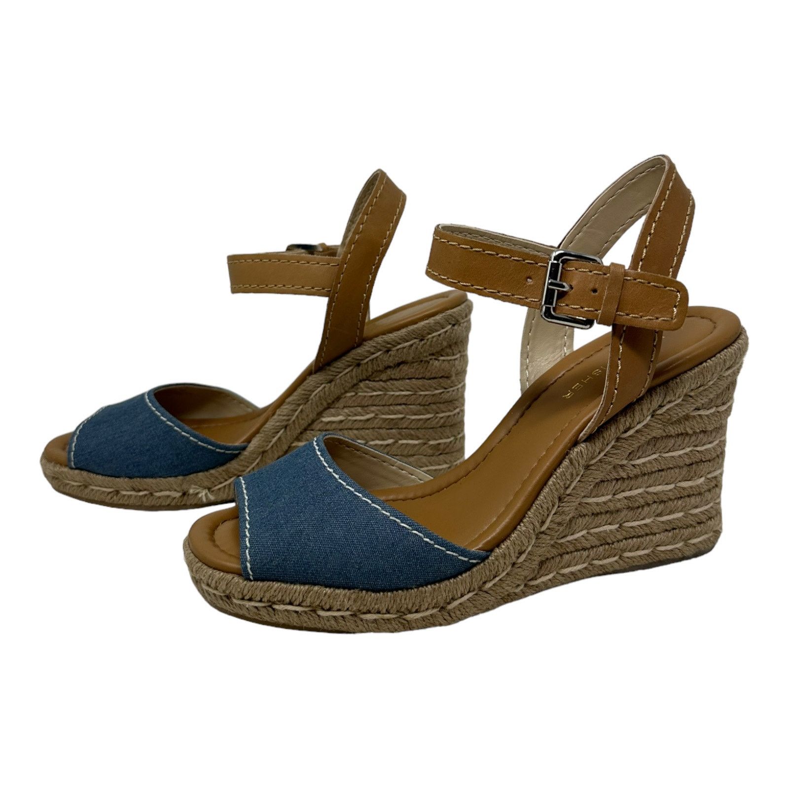 Marc Fisher Marc Fisher Denim & Leather Espadrille Wedges Sandals 7.5 Size US 7.5 / IT 37.5 - 6 Thumbnail