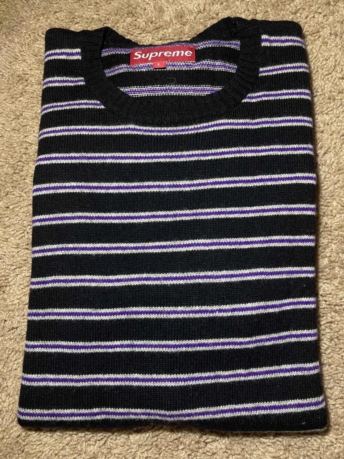 Lacoste × Supreme Supreme LACOSTE Stripe Cardigan Black Large