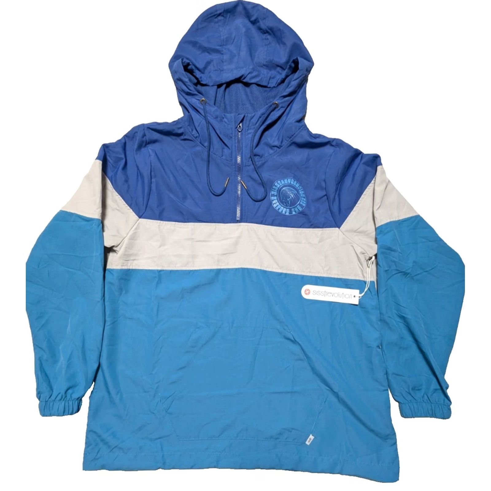 Vintage SISSTREVOLUTION Respect The Sea Blue 1/4 Zip Hooded Windbreaker - Women Small Jacket, Windbreaker, Hooded, Blue, XS? Size S / US 4 / IT 40 - 2 Thumbnail