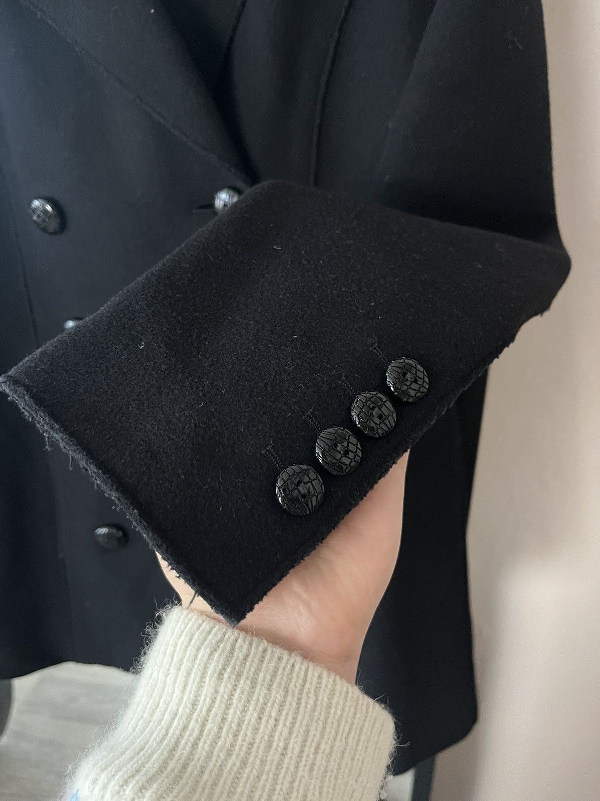 Emporio Armani Emporio Armani Black Wool Double Breasted Peacoat Jacket Size US S / EU 44-46 / 1 - 4 Thumbnail