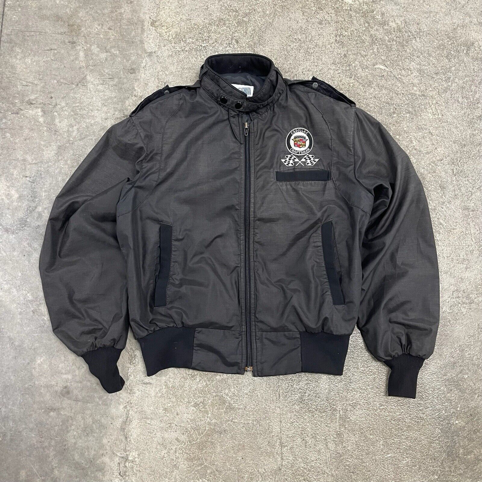 Cadillac × Chalk Line × Vintage Vintage Cadillac Craftsman Premium Black Satin Bomber Jacket Size US M / EU 48-50 / 2 - 1 Thumbnail