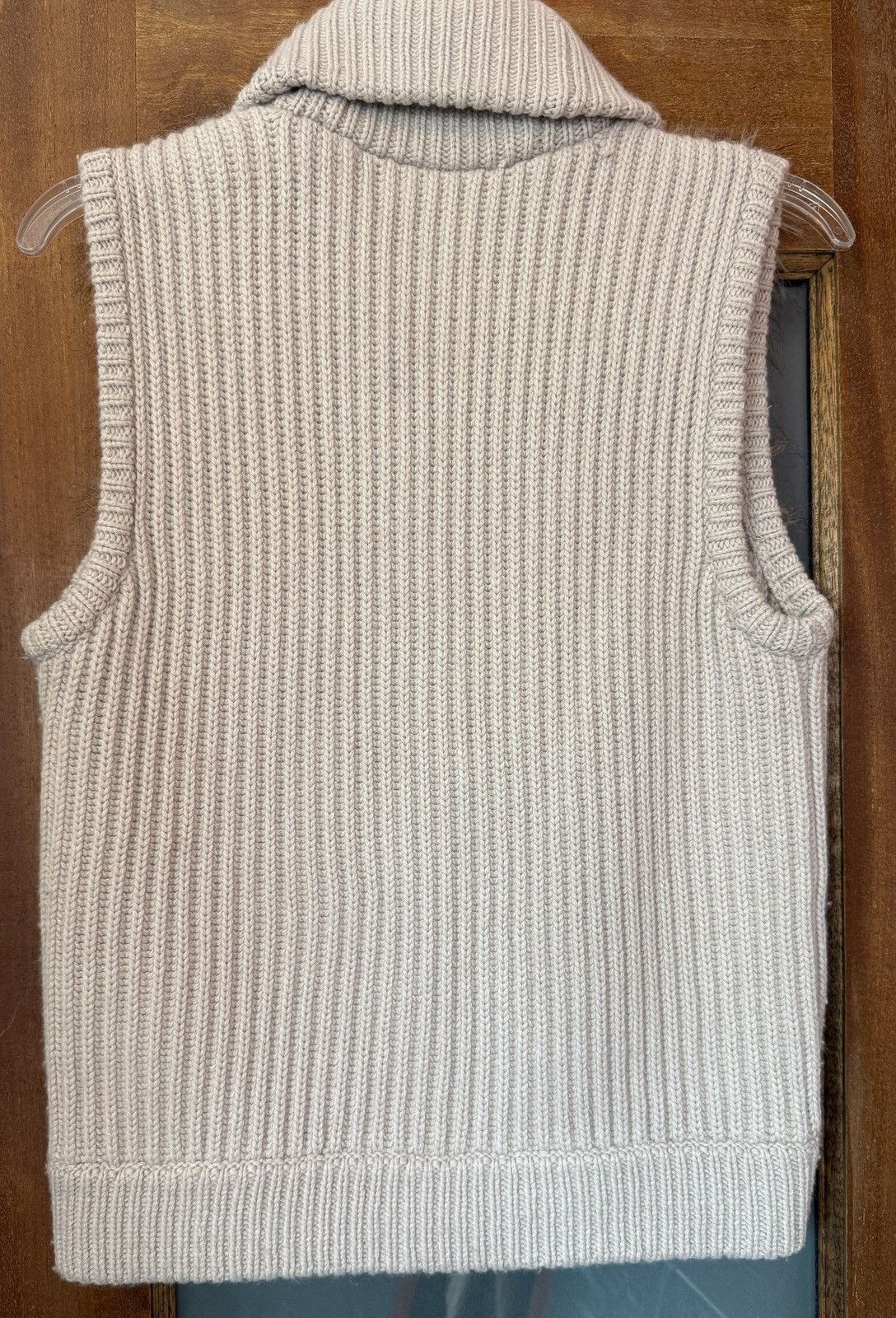 Ann Taylor Merino Wool Blend Beige Tan Faux Fur Vest Jacket