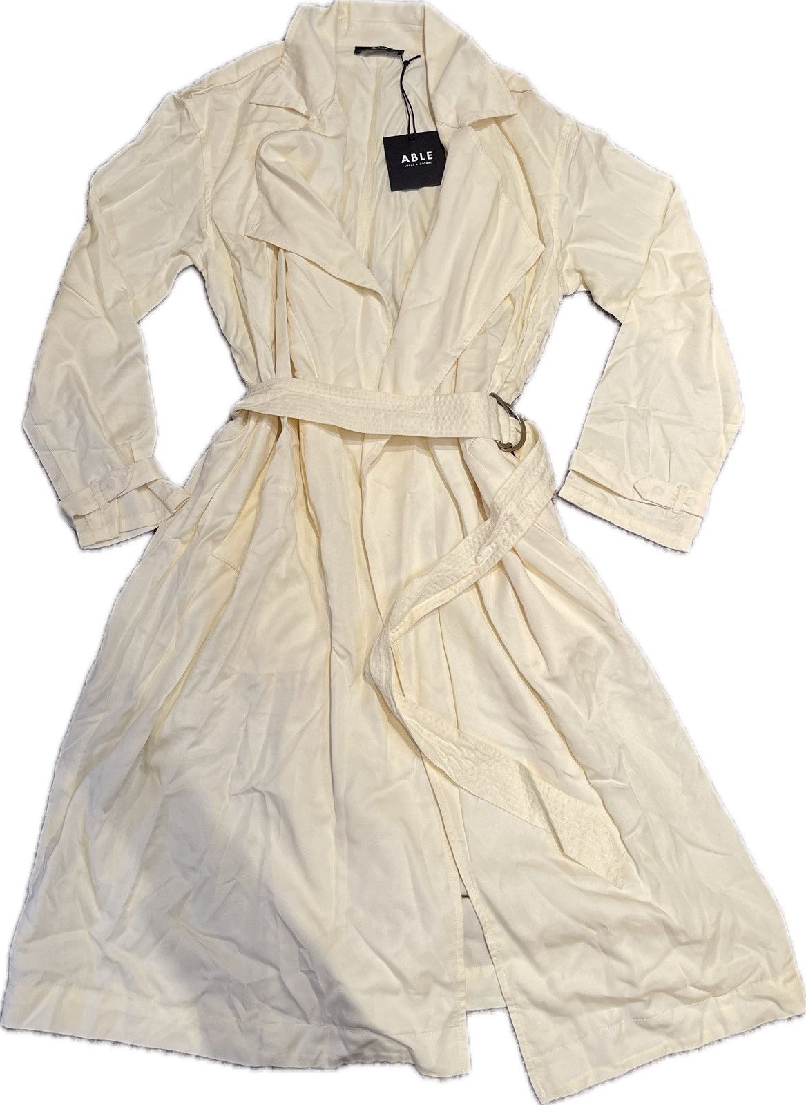 image of NWT Able Women’S Size Large Antique White Irena Trench, Women's