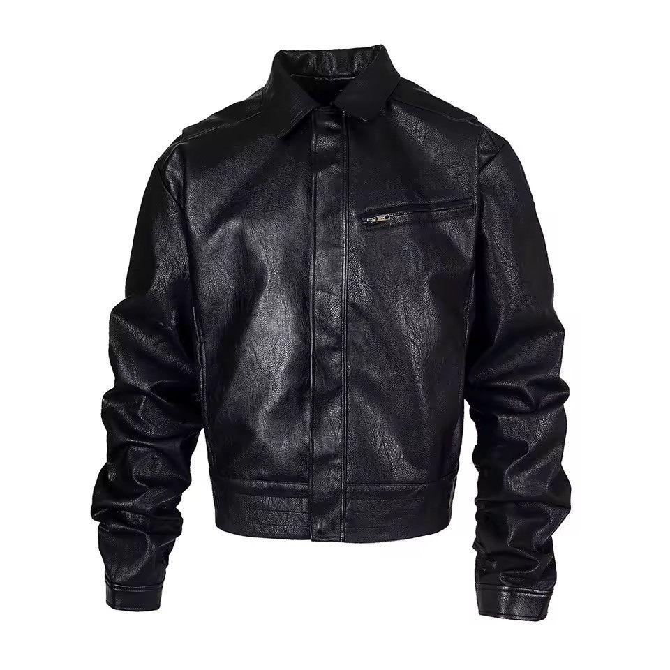 Leather Punk Streetwear Leather Casual Solid Motorcycle Jacket Size US L / EU 52-54 / 3 - 3 Thumbnail