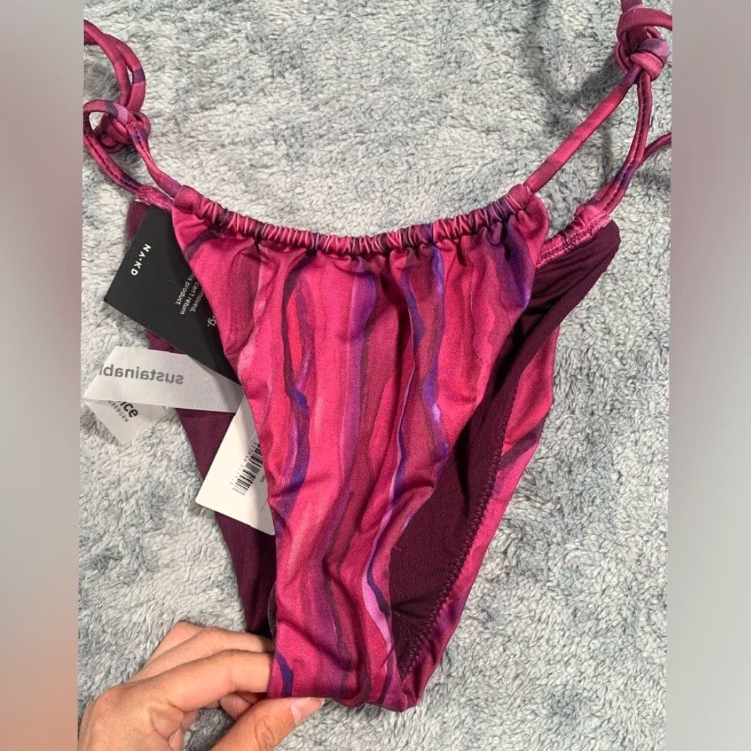 Vintage NWT Na-Kd Melissa Bentsen x NA-KD snake print bikini panty Large Purple Women L drawstring Bikini Panty Size 36" / US 14 / IT 50 - 2 Thumbnail