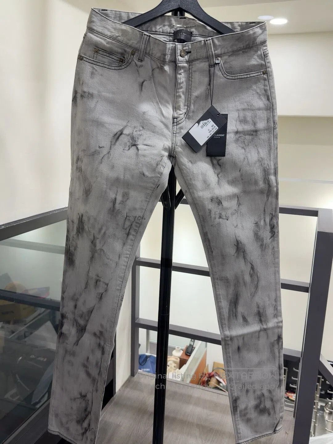 Saint Laurent Tie-Dye Denim Pants.