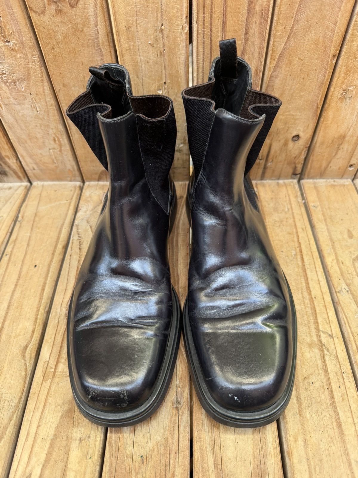 Prada Prada Men’s shinny patent black leather boots Sz USA 9 UK 8 Size US 9 / EU 42 - 3 Thumbnail