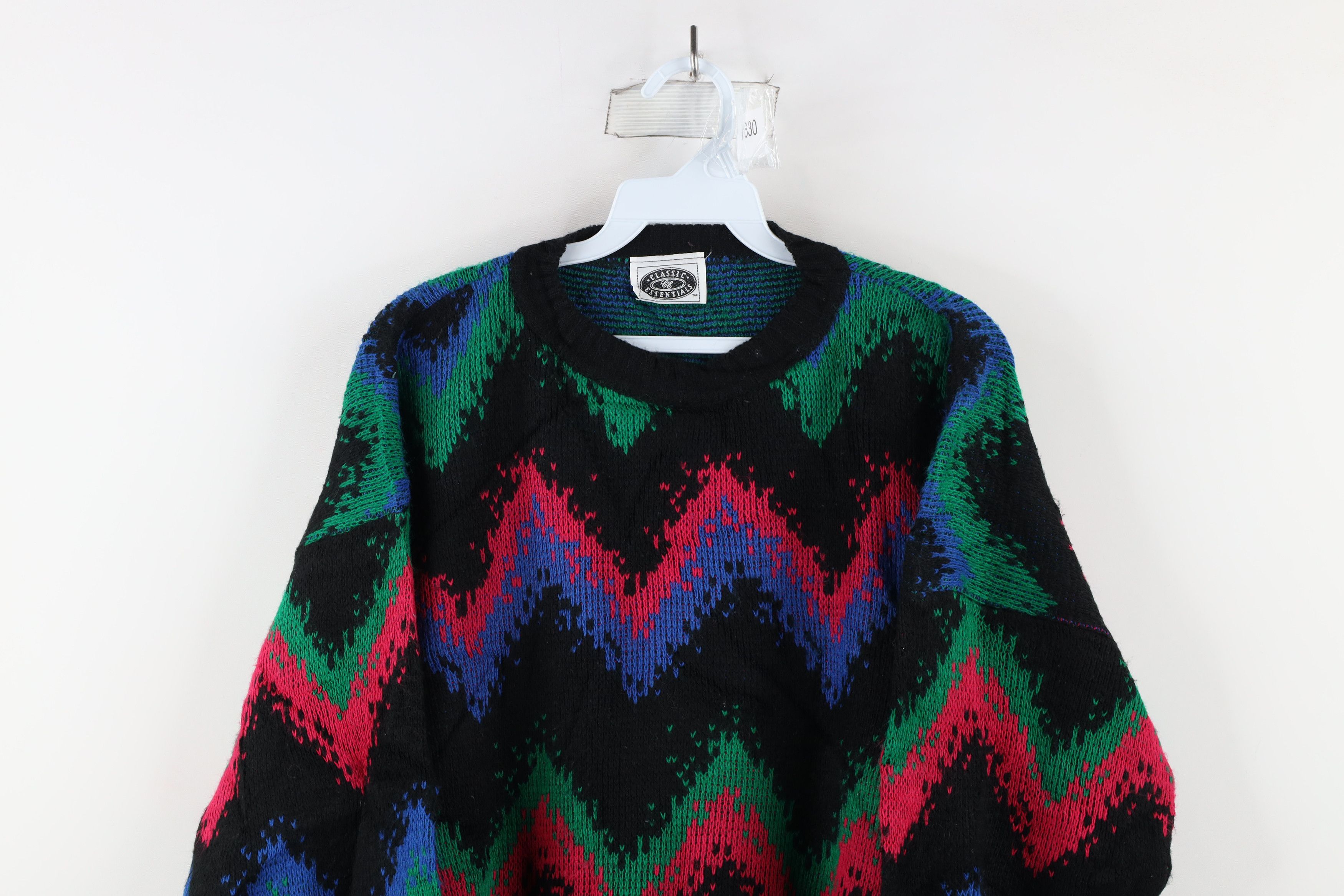 Vintage Vintage 90s Coogi Style Rainbow Zig Zag Knit Sweater Size XXL / US 16-18 / IT 52-54 - 2 Thumbnail