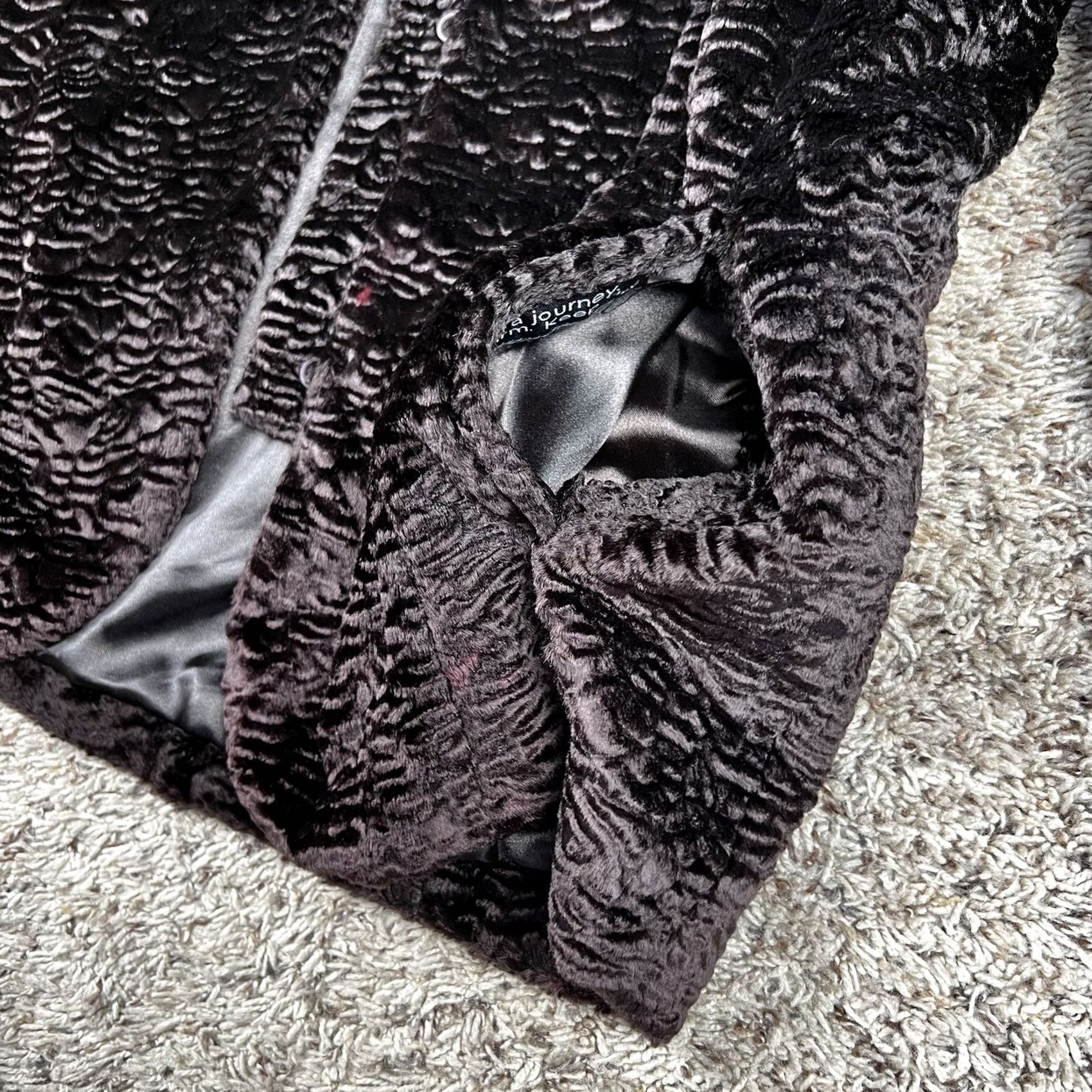 Vintage VINTAGE Gallery Women Coat Jacket Wavy Brown Soft Faux Fur Size M Black Lined Parka Winter Outdoor Womens Size M / US 6-8 / IT 42-44 - 6 Thumbnail
