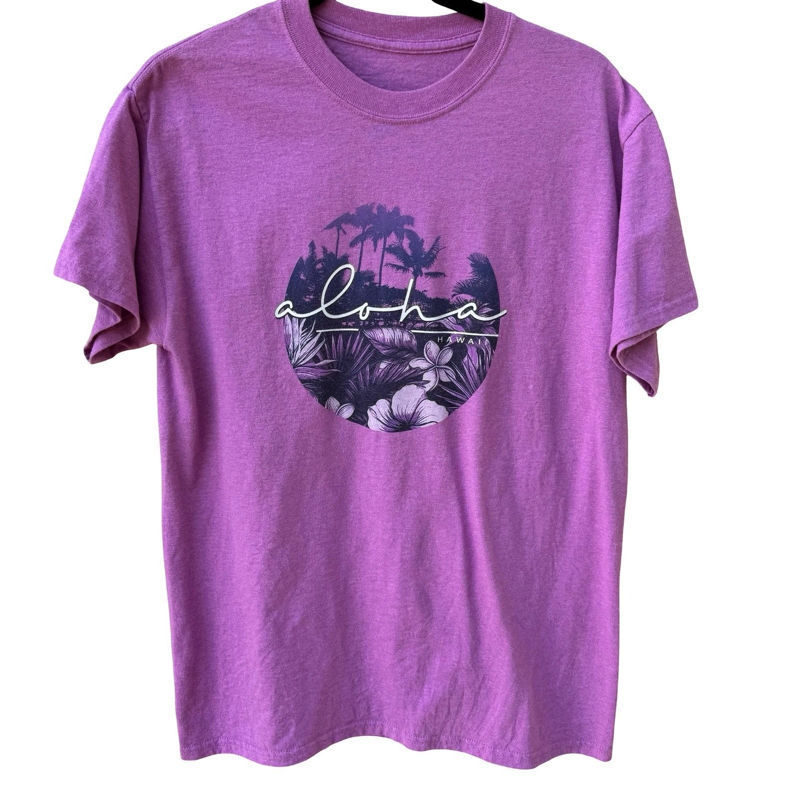 Other Aloha Hawaii Purple Graphic T-Shirt Tropical Palm Tree Hibis Size US M / EU 48-50 / 2 - 1 Thumbnail