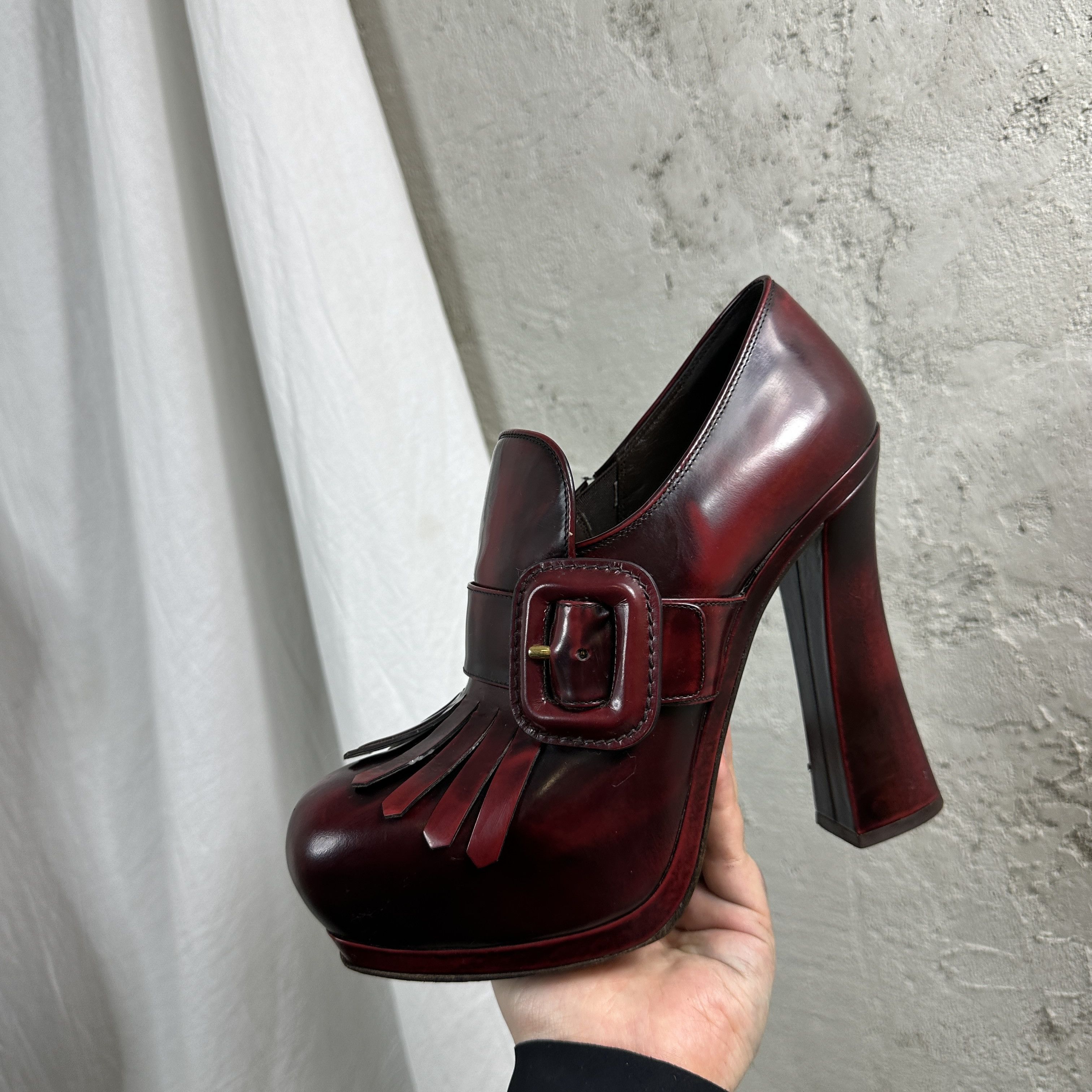 Miu Miu × Vintage Vintage Miu Miu Elevated Platform Loafers Leather Shoes Size US 9 / IT 39 - 10 Thumbnail