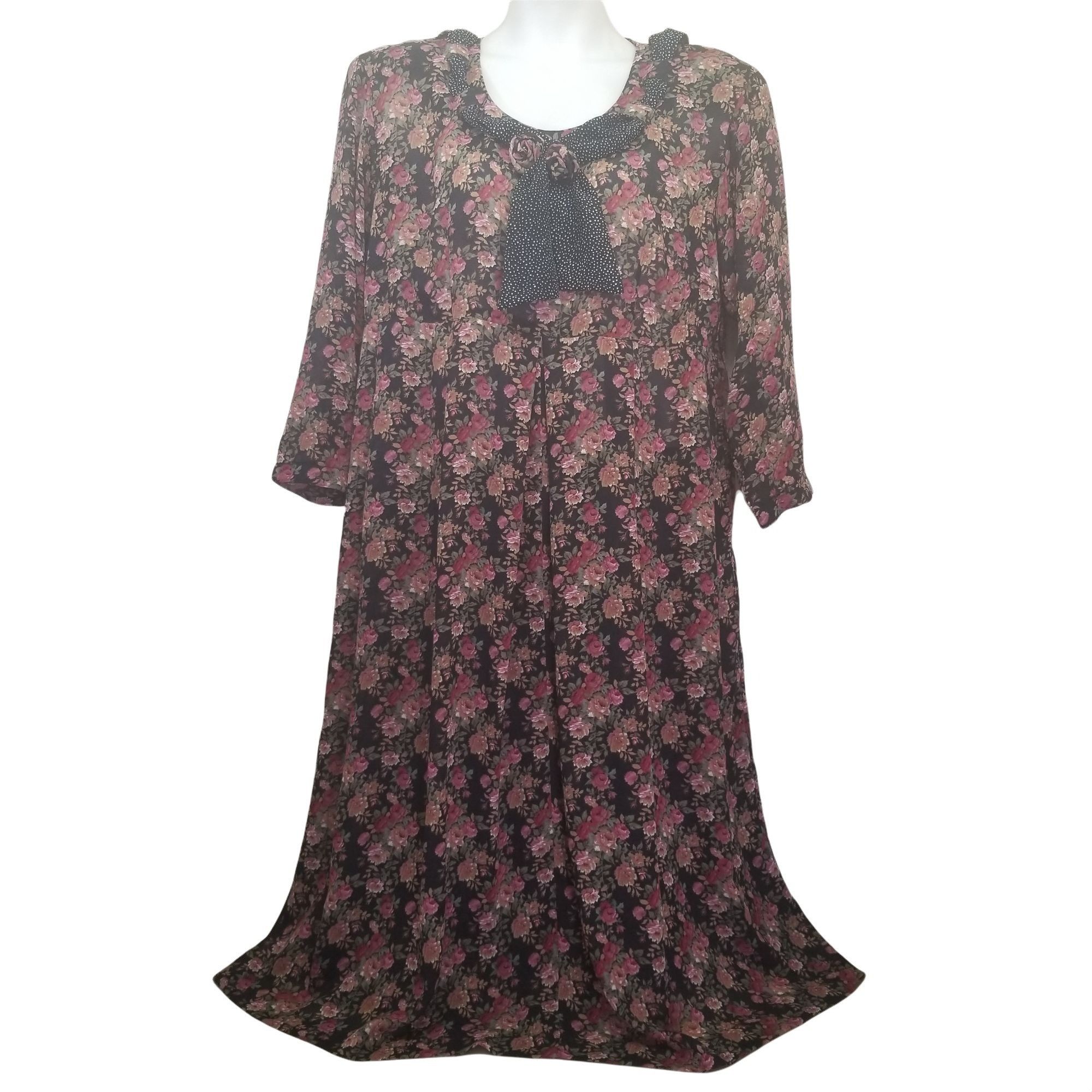 Other August Max 18 Floral 90s Dress Sheer Red Roses Cosplay Grann Size XXL / US 16-18 / IT 52-54 - 1 Thumbnail