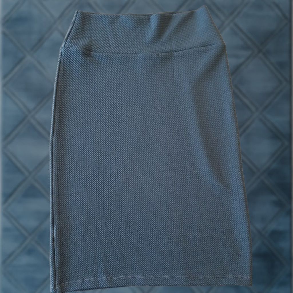 Vintage LuLaRoe Skirt XS Women Knee Length Blue Textured Knit Pull On Pencil Stretch Casual Pattern Solid Size 26" / US 2 / IT 38 - 1 Thumbnail