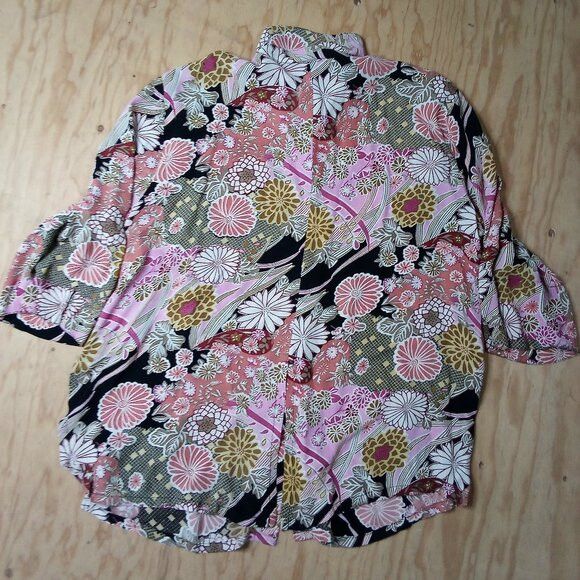 Vintage Vintage Mui Loco Abstract Geometric Floral Rayon Disco Shirt Size XL / US 12-14 / IT 48-50 - 7 Thumbnail