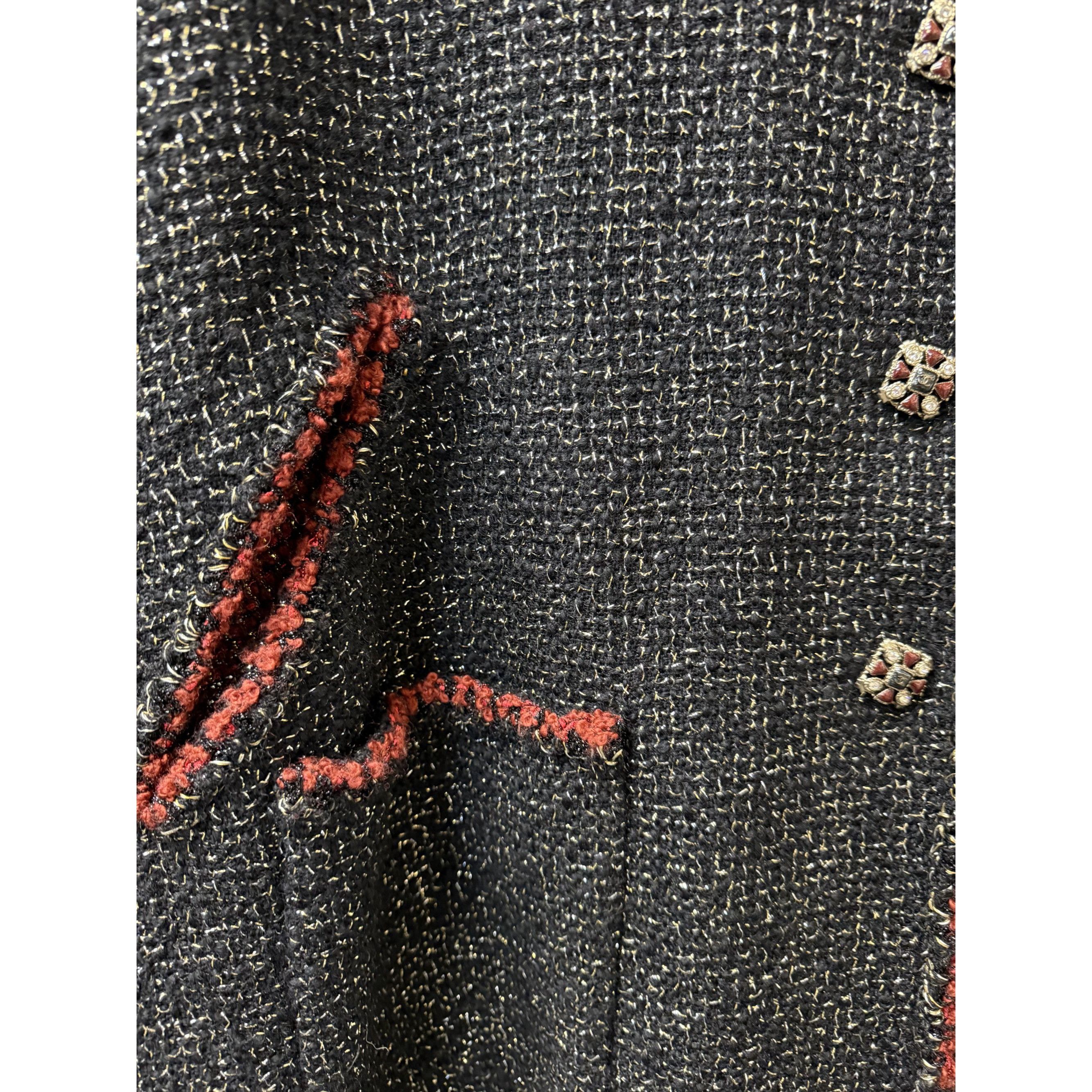 Chanel Chanel Womens Tweed Cape Jacket Black/Red Trim Wool Blend Si Size XS / US 0-2 / IT 36-38 - 12 Thumbnail