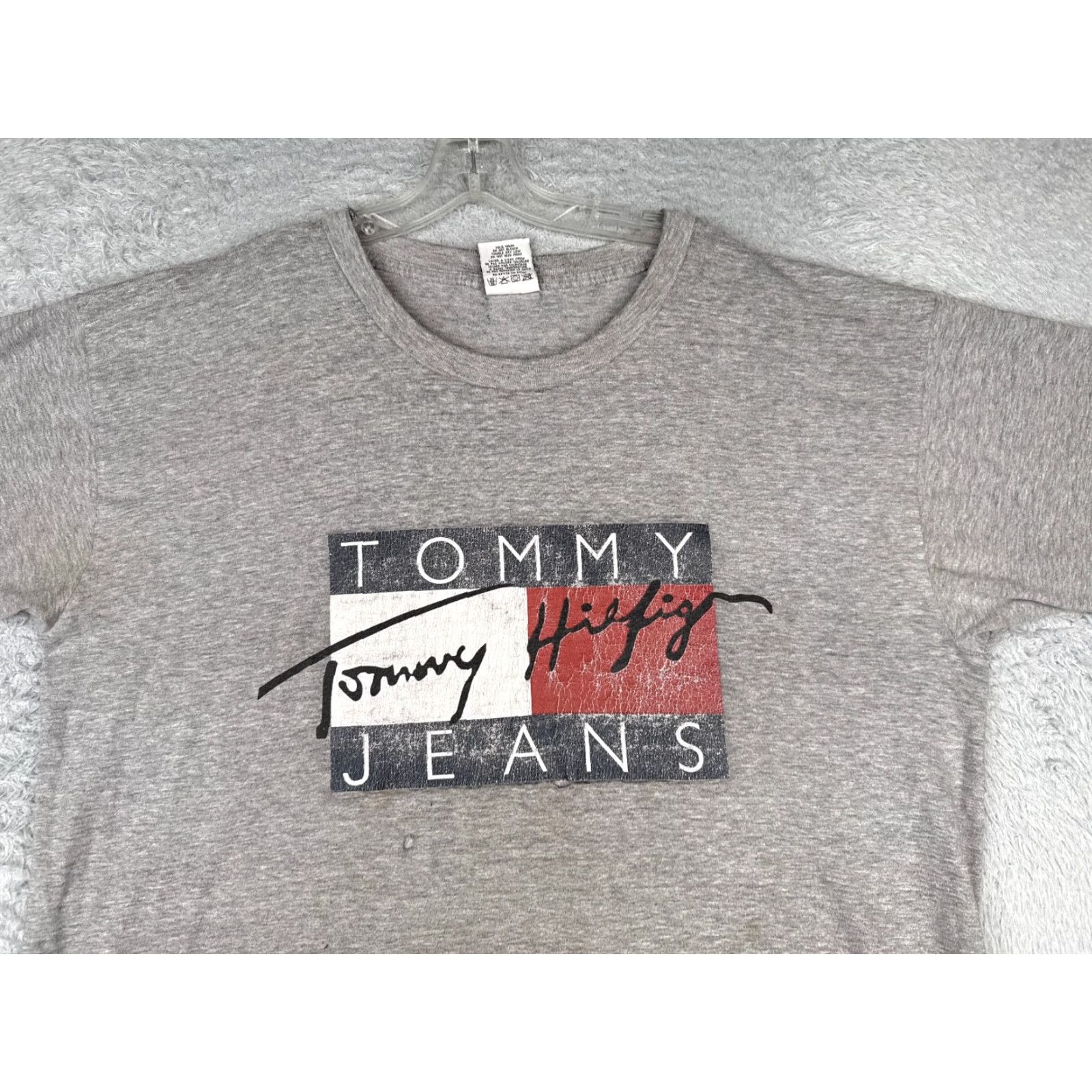 Tommy Hilfiger VINTAGE Tommy Hilfiger Jeans Shirt Men 2XL Gray Short Sleeve 100% Cotton Crew READ Size US XXL / EU 58 / 5 - 4 Thumbnail
