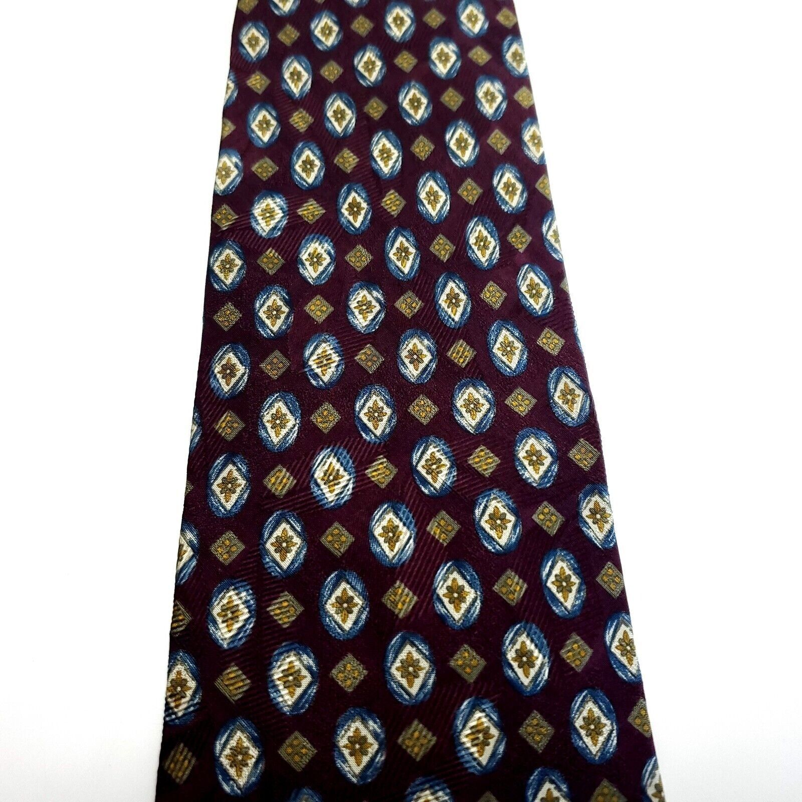 Burberry Burberry London Red Brown Beige Silk Tie Woven Short Geometr Size ONE SIZE - 2 Thumbnail