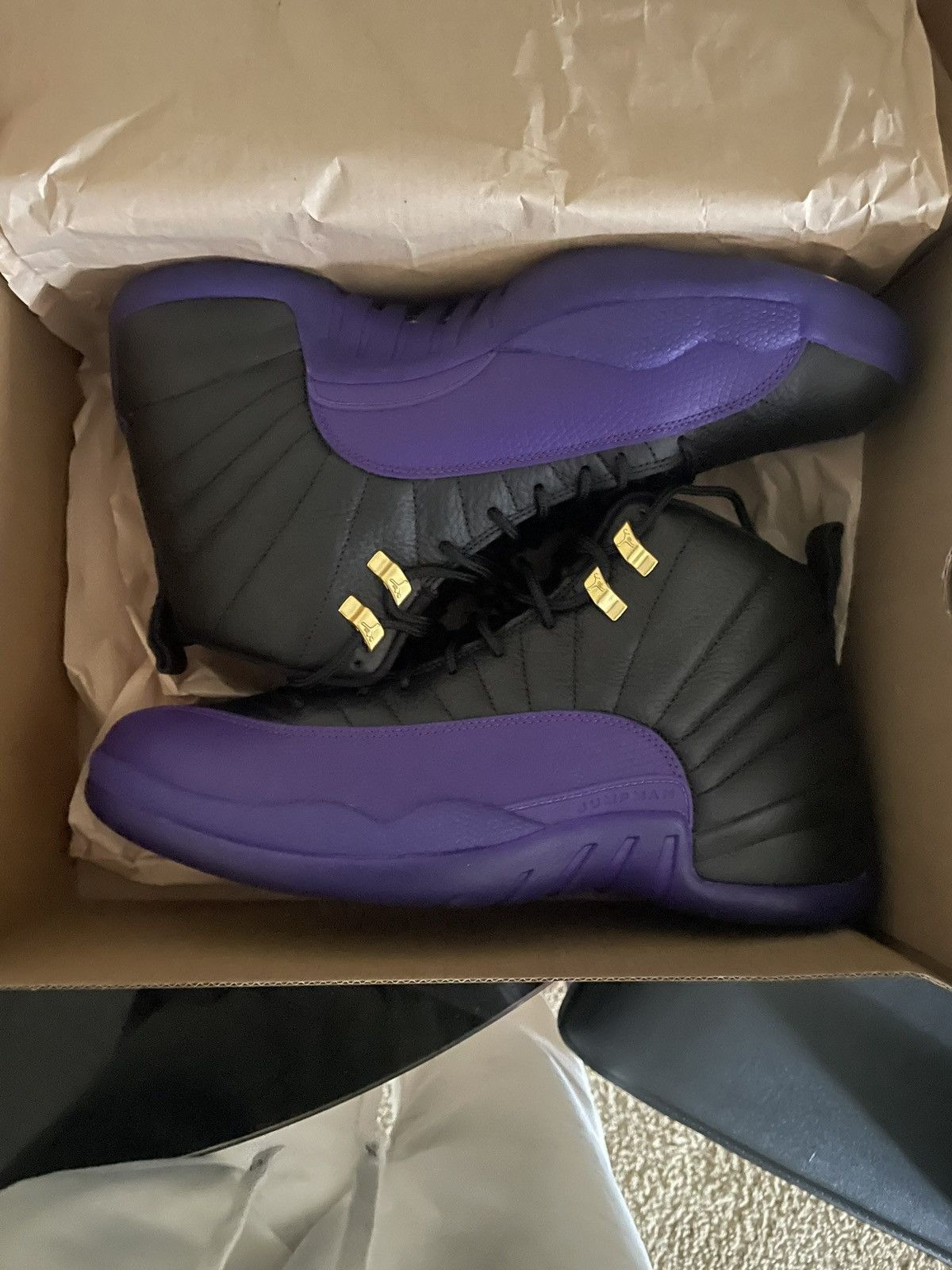 image of Jordan Brand 12 Field Purple Shoes in Black, Men's