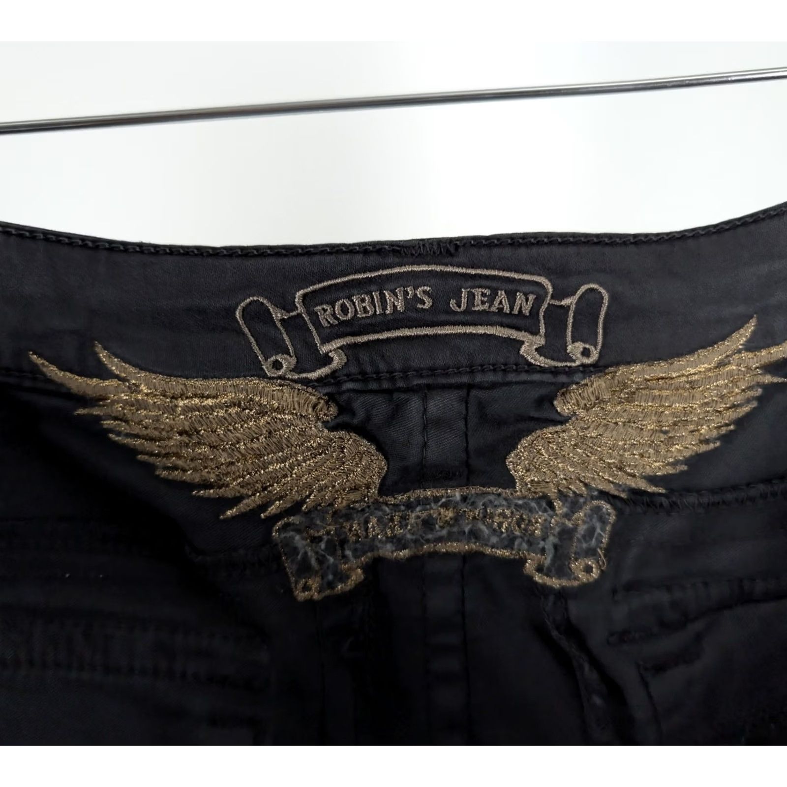 Vintage VINTAGE Robin’s Jean Cargo Capris 29 Women Black Studded USA Side Straps Military 32 Wrist Cuff Wings Embroidered 2000s Mens Women Girls Size 29" - 6 Thumbnail