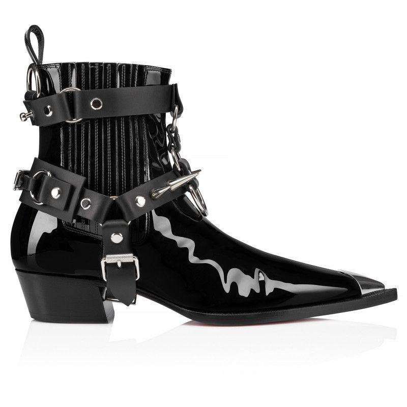 Christian Louboutin os11x0526 Chesteviss Patent Leather Boots in Black Size US 11 / IT 41 - 1 Thumbnail