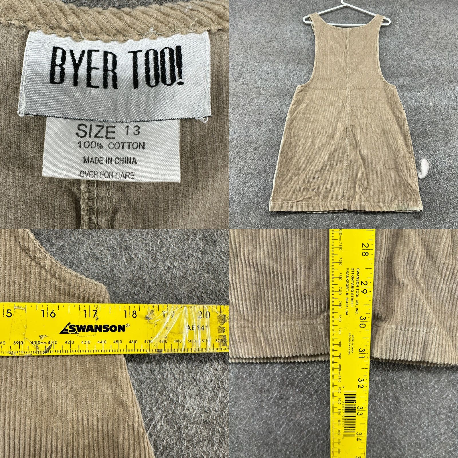 Vintage VINTAGE Byer Too Dress Womens 13 Beige Corduroy Sleeveless Thick Cotton 90s Size XL / US 12-14 / IT 48-50 - 8 Thumbnail