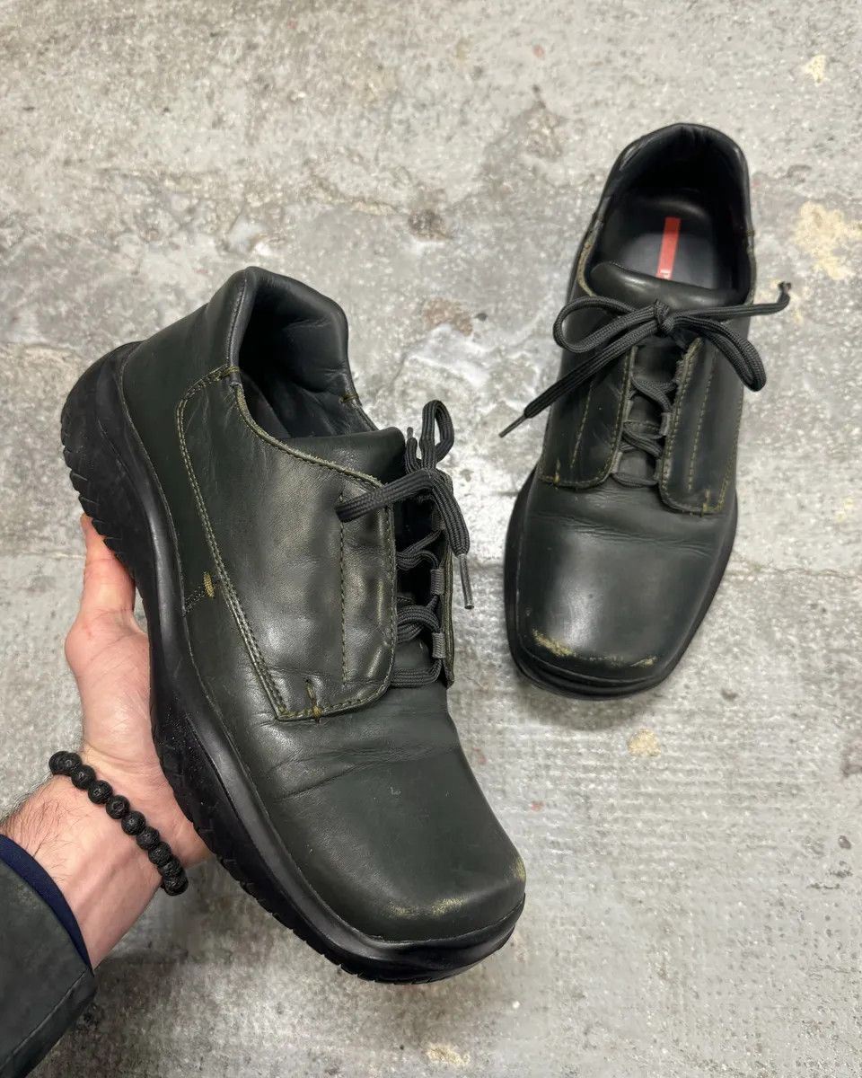 Prada SS1999 Prada Faded Forest Green Leather Vibram Shoes Size US 8 / EU 41 - 1 Thumbnail