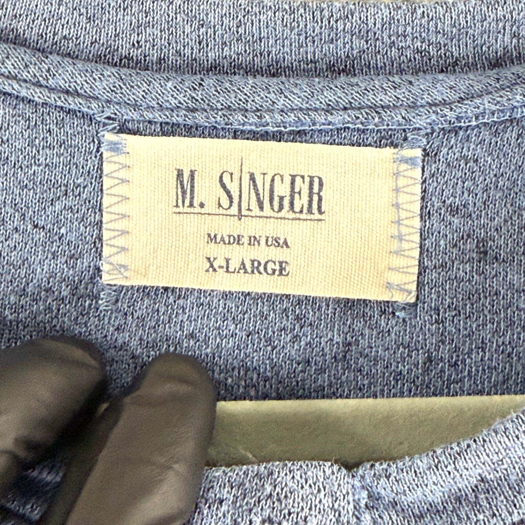 Vintage M. Singer Henley Shirt Men XL Blue Long Sleeve Knit Made in USA Casual Size US XL / EU 56 / 4 - 7 Thumbnail