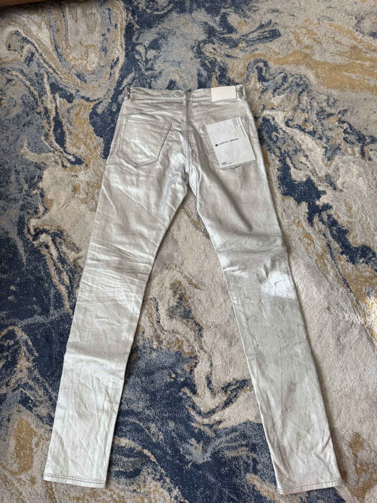 Purple Brand Purple brand metallic monogram silver jeans Size US 30 / EU 46 - 5 Thumbnail